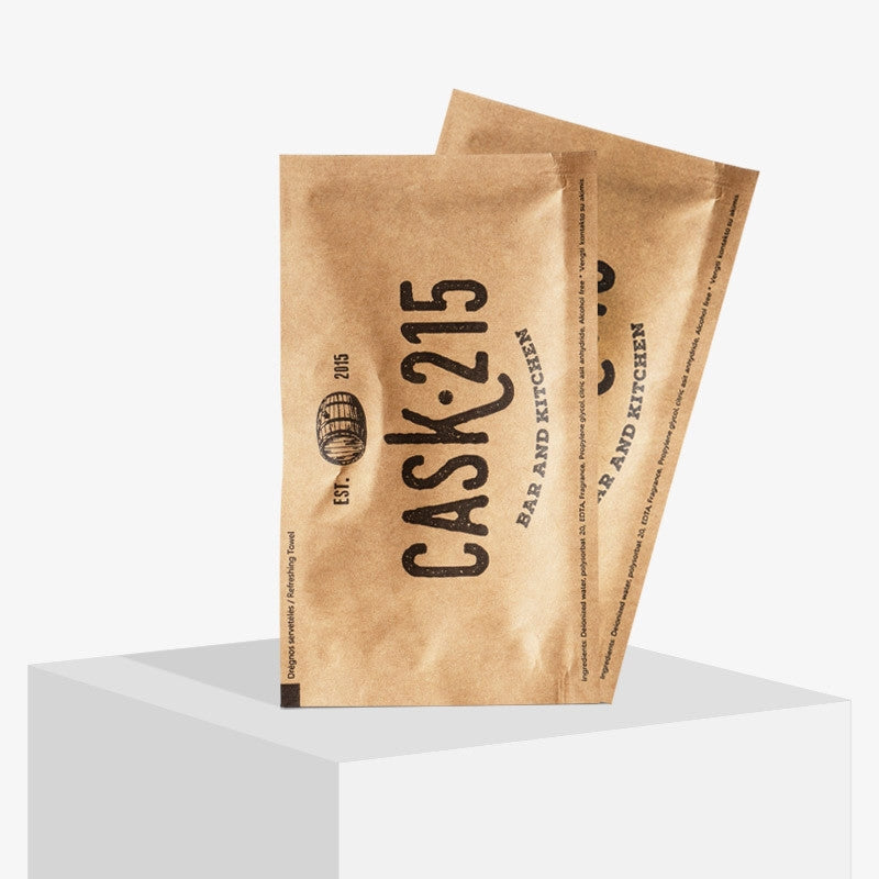 Custom Logo Kraft Wet Wipes, Promotional Kraft Wipes, Printed Freshener Towels For Restaurants, Cafes, Travel etc.