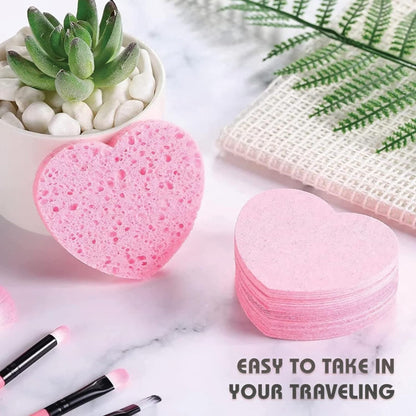 Custom Logo Natural Cosmetic Spa Sponges for Facial Cleansing, Exfoliating Magic Sponges - Heart