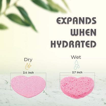 Custom Logo Natural Cosmetic Spa Sponges for Facial Cleansing, Exfoliating Magic Sponges - Heart
