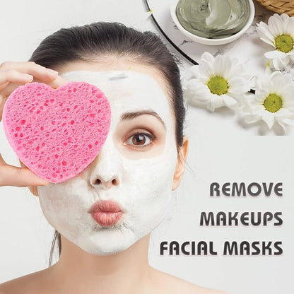 Custom Logo Natural Cosmetic Spa Sponges for Facial Cleansing, Exfoliating Magic Sponges - Heart