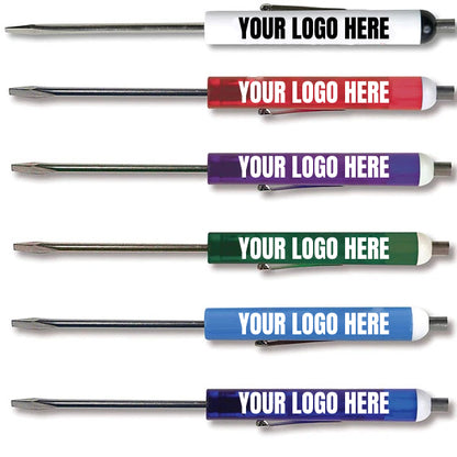 Custom Pocket Flathead Screwdrivers With Clip & Magnetic Top