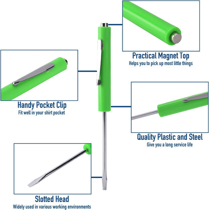 Custom Pocket Flathead Screwdrivers With Clip & Magnetic Top