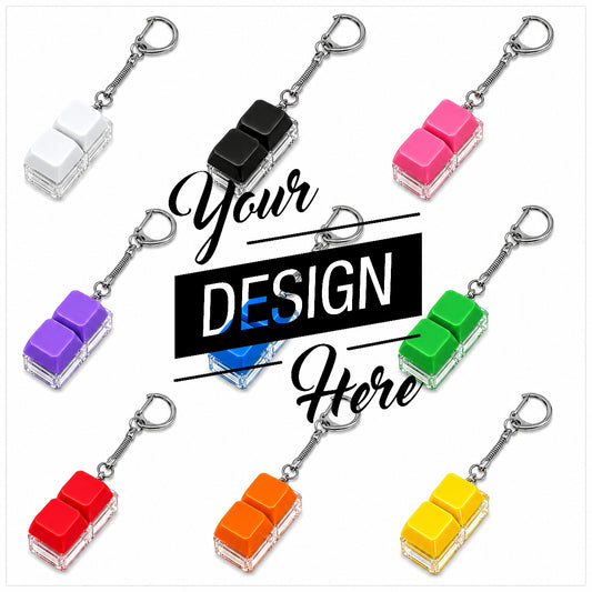 Custom Logo Keyboard Fidget Toy Key Chain with LED Light - Double