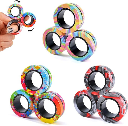 Wholesale Magnetic Rings Fidget Toy, Fidget Spinner Rings for Relief, Printed Finger Fidget Toys - HOT!