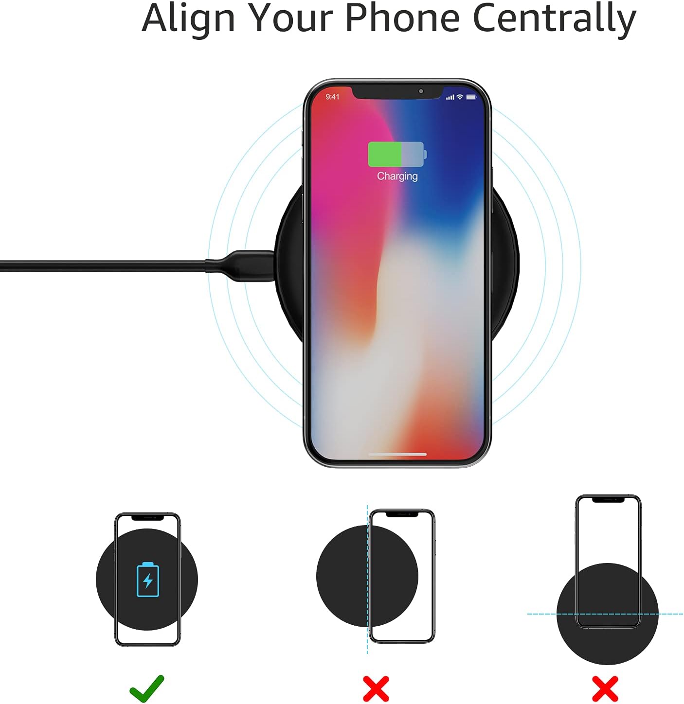Wholesale Classic Wireless Charger QI Charging Pad For IPhones & Samsungs - 15W