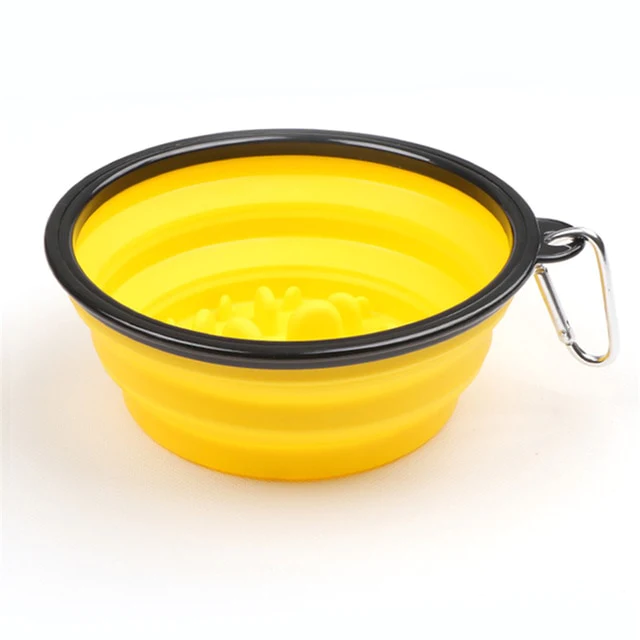 Promotional Custom Logo Collapsible Slow Feeding Pet Folding Silicone Bowl