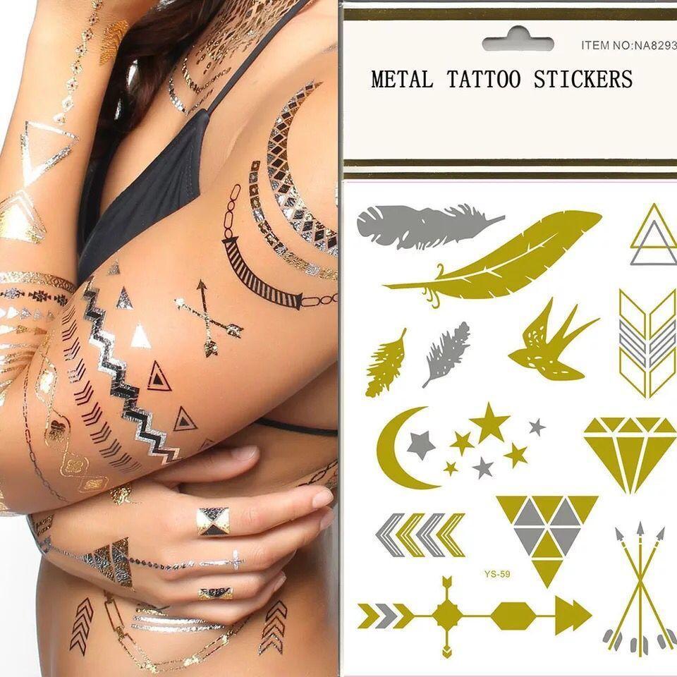 Custom Logo Metal Tattoo Sticker Custom Gold Flash Tattoo Sticker