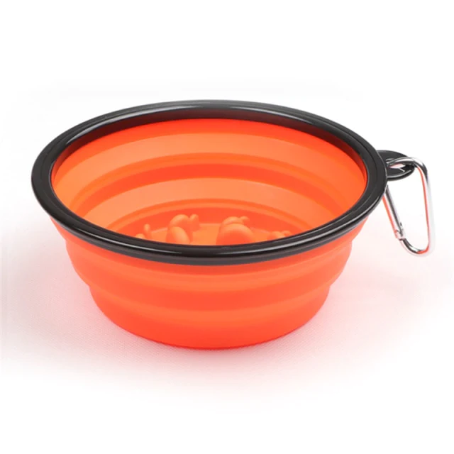 Promotional Custom Logo Collapsible Slow Feeding Pet Folding Silicone Bowl