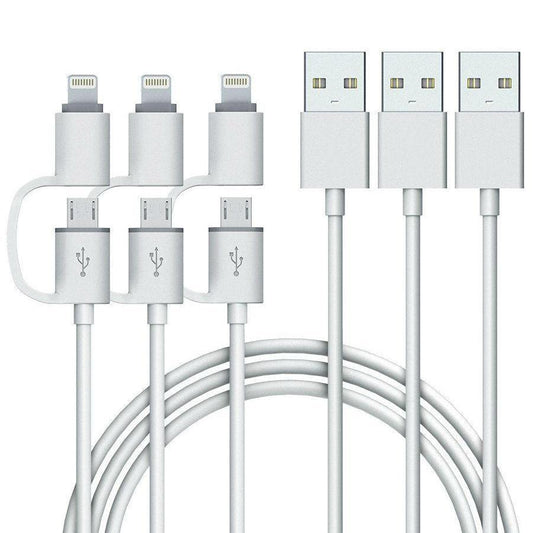 Bulk Quality 2-in-1 iPhone and Android Charging Cable, Durable USB Data Sync and Charging Cable