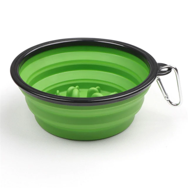 Promotional Custom Logo Collapsible Slow Feeding Pet Folding Silicone Bowl