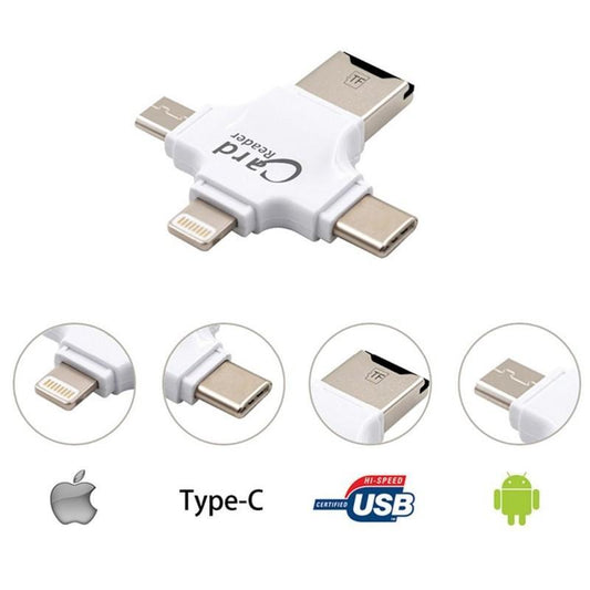 Bulk Card Readers 4 in 1 Type C, Micro USB, Micro SD,TF flash memory USB 3.0 stick, Mini Lightning connector