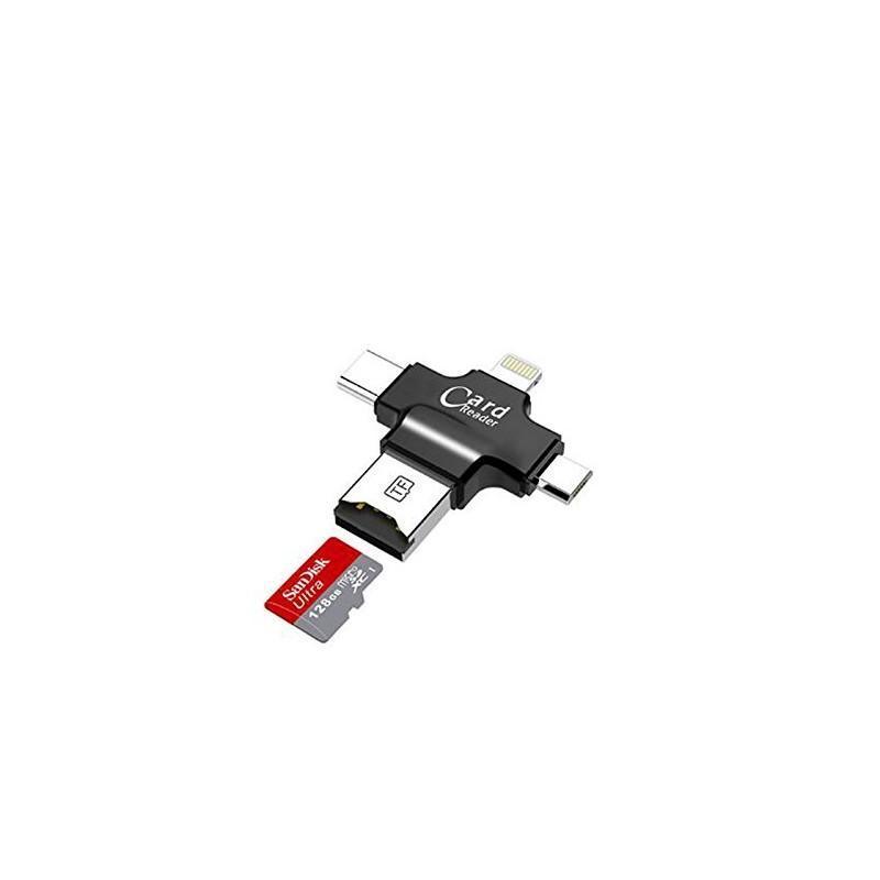 Bulk Card Readers 4 in 1 Type C, Micro USB, Micro SD,TF flash memory USB 3.0 stick, Mini Lightning connector