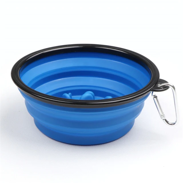 Promotional Custom Logo Collapsible Slow Feeding Pet Folding Silicone Bowl