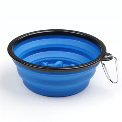 Promotional Custom Logo Collapsible Slow Feeding Pet Folding Silicone Bowl
