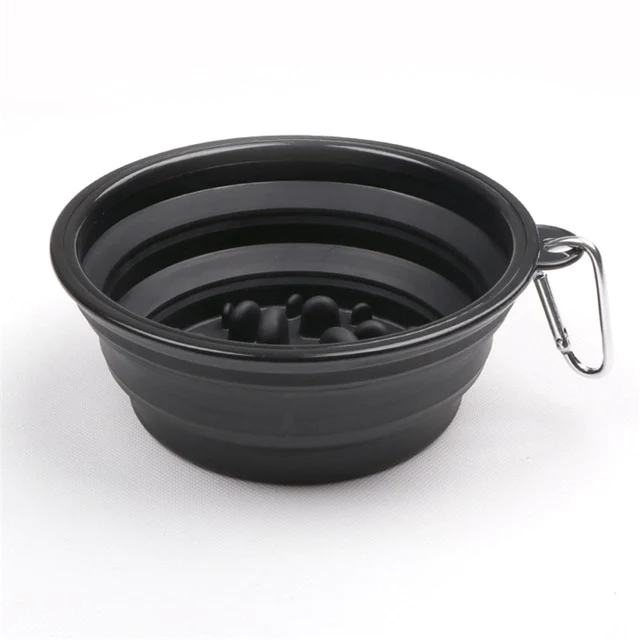 Promotional Custom Logo Collapsible Slow Feeding Pet Folding Silicone Bowl