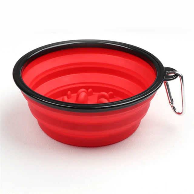 Promotional Custom Logo Collapsible Slow Feeding Pet Folding Silicone Bowl