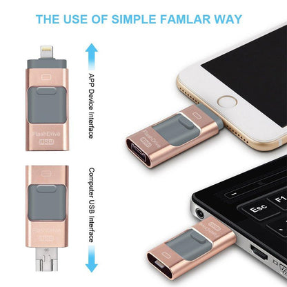 Wholesale iFlash Drive USB Memory Stick HD U-Disk 3 in 1 for Android/IOS iPhone PC