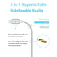 Bulk Magnetic Heads 3 in 1 Braided Fast Charging Usb Cord With Lighting, Micro USB and Type C