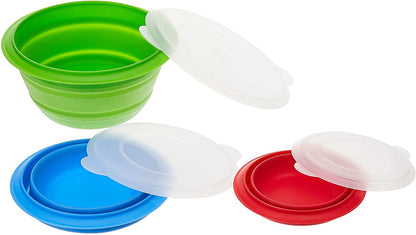 Promotional Custom Logo Collapsible Storage Bowls With Lids, Portable Food Containers