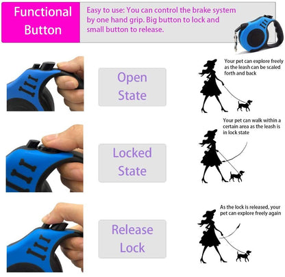 Custom Logo Dog Leashes Retractable Dog Leashes Promotional Pet Leashes Tangle Free