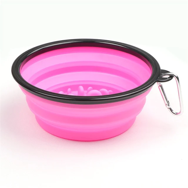 Promotional Custom Logo Collapsible Slow Feeding Pet Folding Silicone Bowl