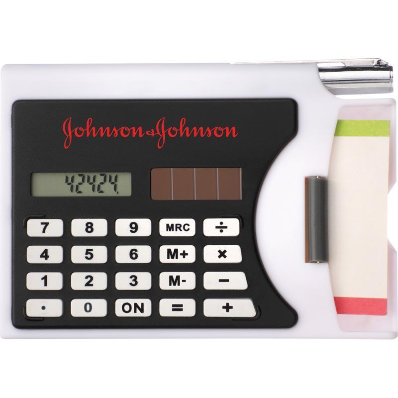 Custom Logo Solar Calculator With Business Card Holder And Silver Metal Twist Pen