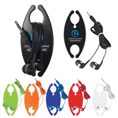 Promotional Custom Logo Earbuds With Cord Organizer