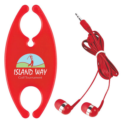Promotional Custom Logo Earbuds With Cord Organizer