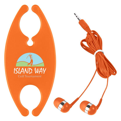 Promotional Custom Logo Earbuds With Cord Organizer