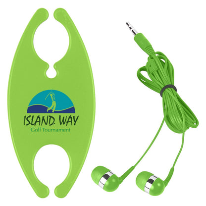 Promotional Custom Logo Earbuds With Cord Organizer
