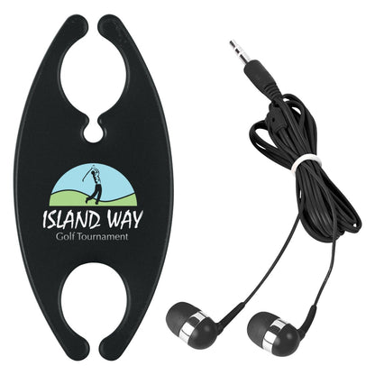 Promotional Custom Logo Earbuds With Cord Organizer