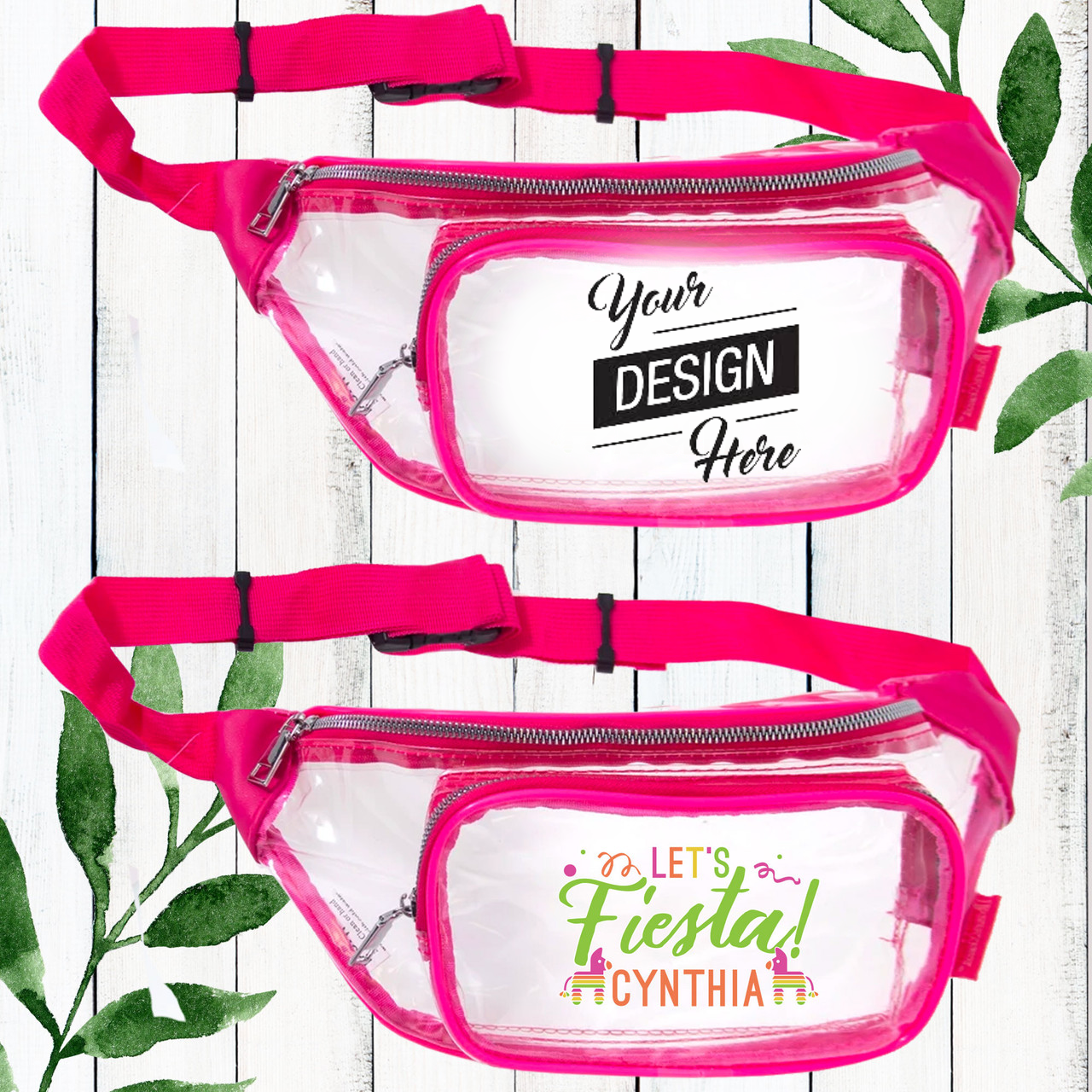 Custom Logo Clear Waist Bags, Promotional Clear Waist Bags, Adjustable Buckled Waist Strap Bags