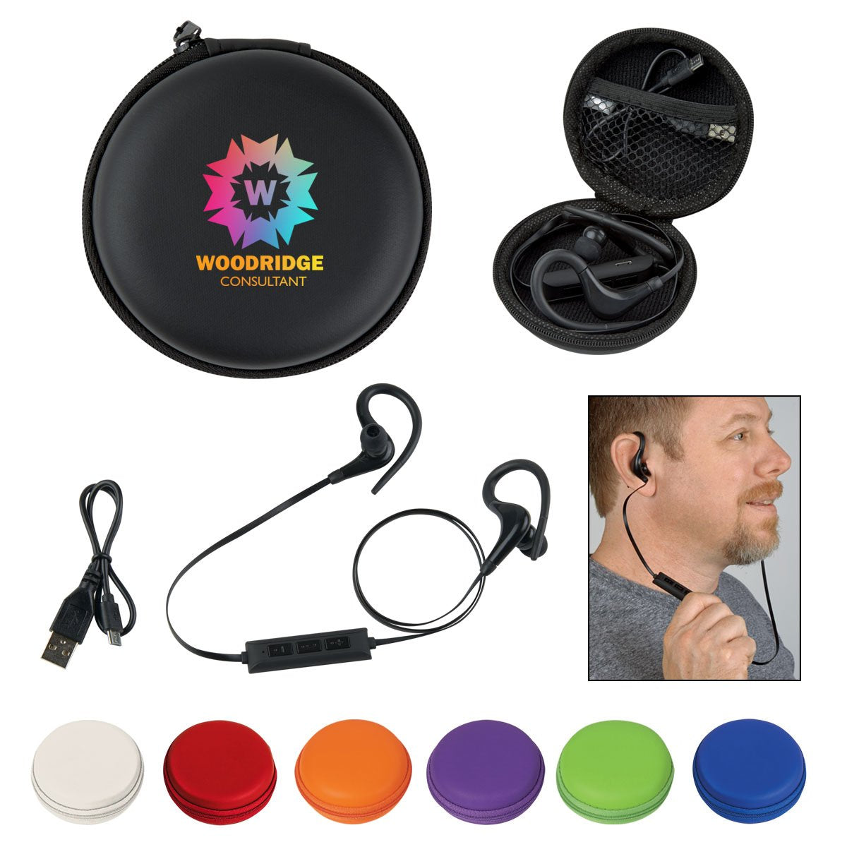 Custom Logo Round Travel Case For Charger Earphone