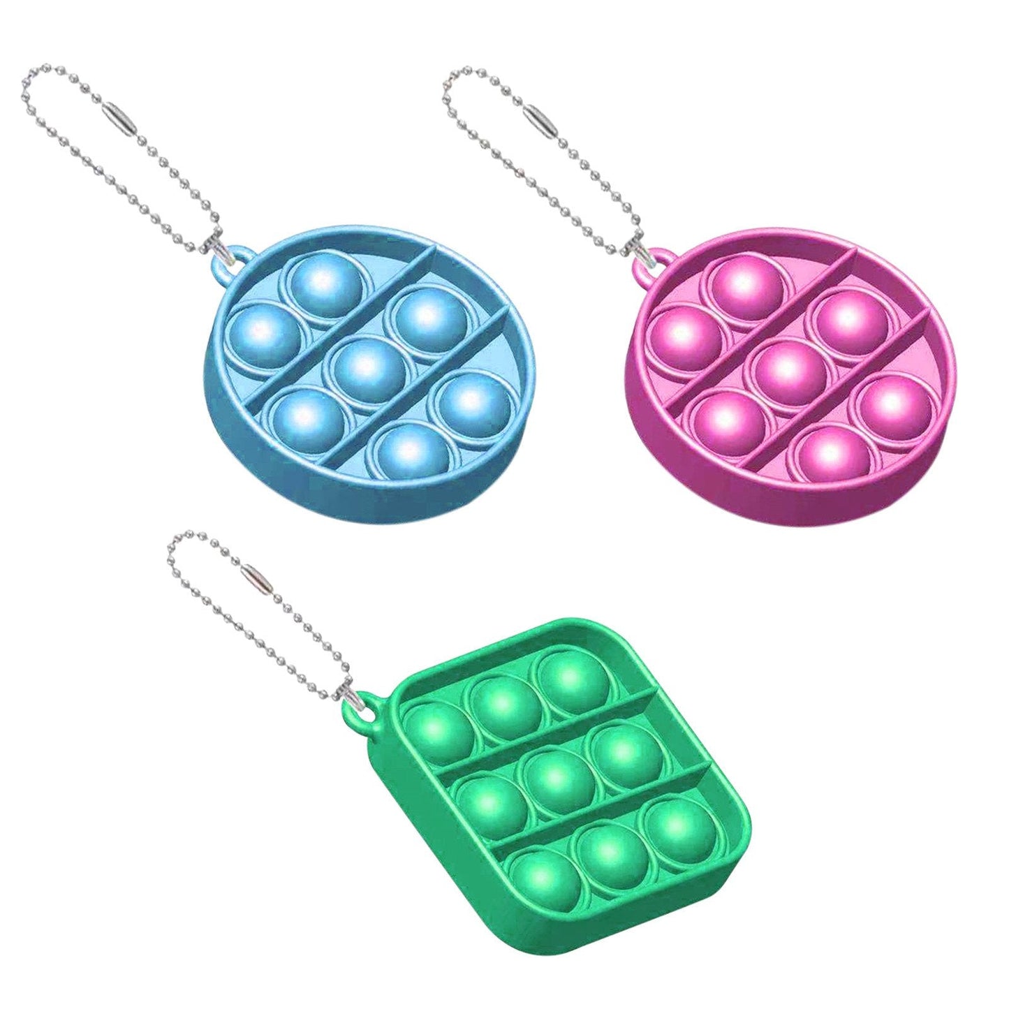 Bulk Key Chain Bubble Fidget Simple Dimple Toy Silicone Safe Stress Relief Toy