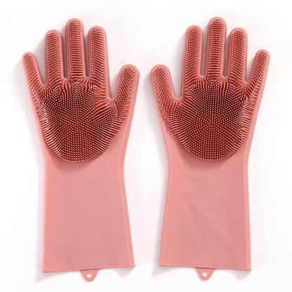 Bulk Magic Silicone Scrubber Rubber Cleaning Gloves, Dusting Dish Washing Pet Care