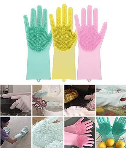 Bulk Magic Silicone Scrubber Rubber Cleaning Gloves, Dusting Dish Washing Pet Care