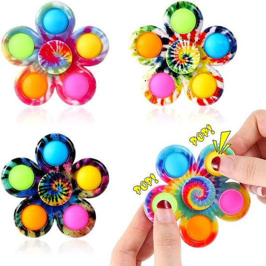Wholesale Tie Dye Pop Fidget Spinner Toys, Printed Pop Spinners - NEW!