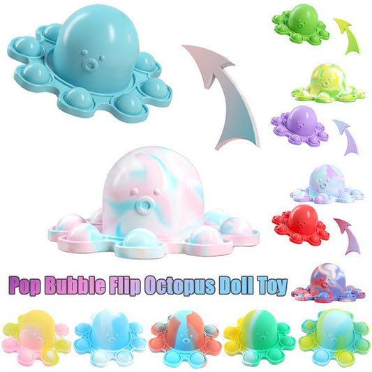 Bulk Pop Bubble It Flip Octopus Doll Pendent Keychain Silicone Stress Reliever