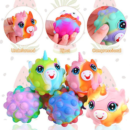 Bulk Pop Fidgets Ball Popper Toys Unicorn 3D Sensory Squeeze Ball