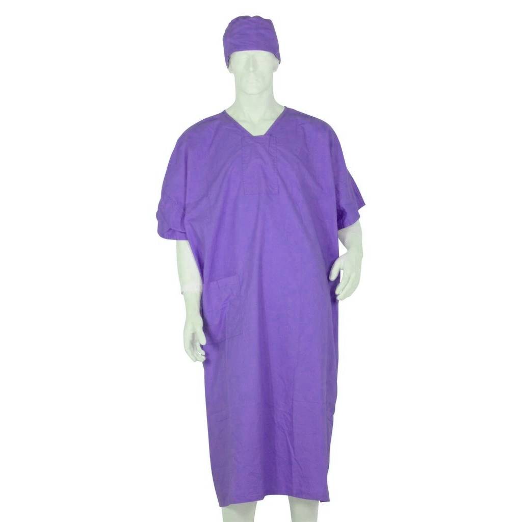 Custom Logo Washable Hospital Gowns, Promotional Gowns, Logo Printed Cotton Hospital Gowns