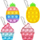 Bulk Push Pop Bubbles Fidget Toy Keychains, Mini Ice Cream Pineapple Bubble Popper Stress Reliever