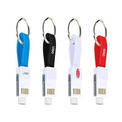 Custom Logo USB 3-in-1 Charging Cable Magnet Key Chain