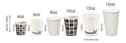 Custom Single Wall Paper Cups In All Sizes, Logo or Design Paper Cups Recyclable - Brown