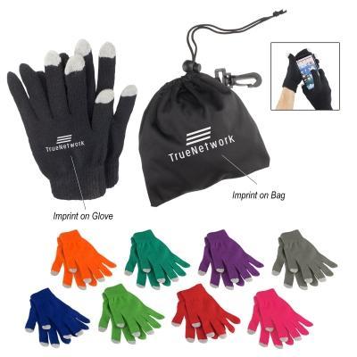 Promotional Custom Logo Touch Screen Gloves In Pouch