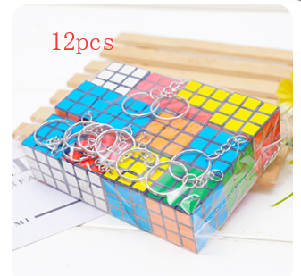 Bulk Mini 3x3 Cube Keychains, 1.2 Inch Speed Rubik's Key Ring, 12 Pcs