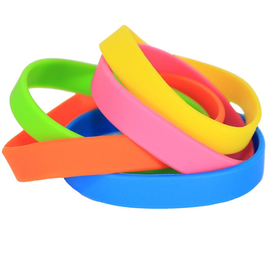 Bulk DIY Blank Silicone Wristbands Mix Colors for Imprinting and Self Customization - 100 Pack