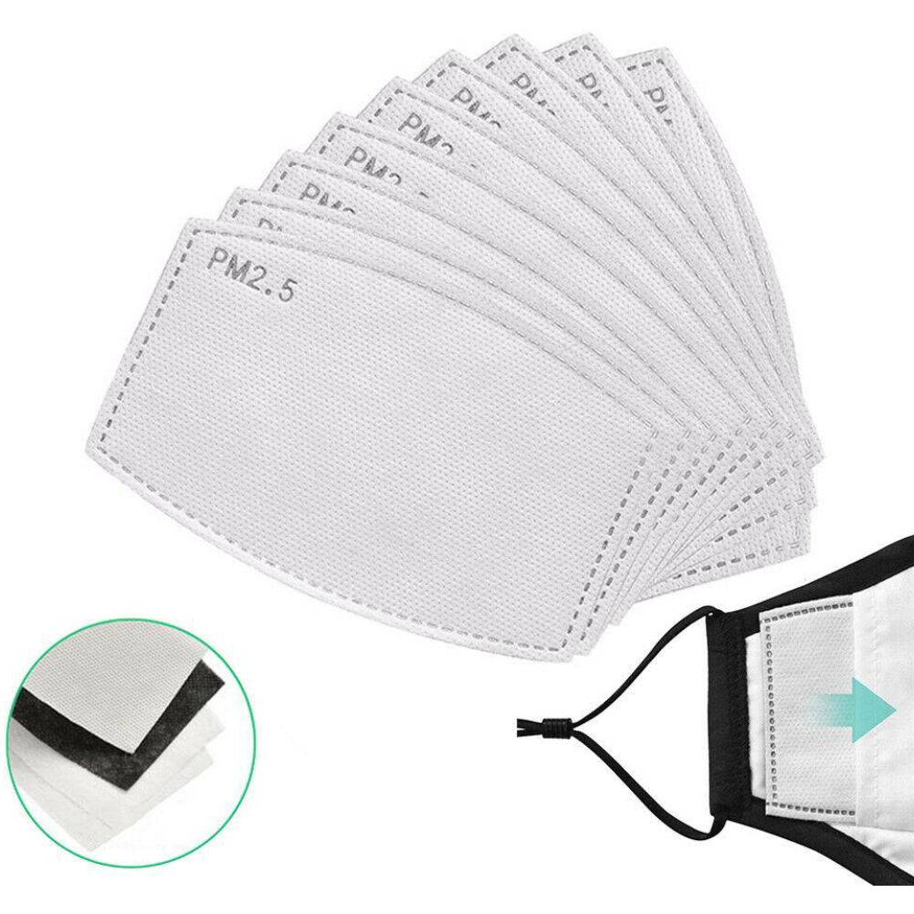 Bulk PM2.5 Activated Carbon Filter Mask Inserts 5 layers - 100 Pack