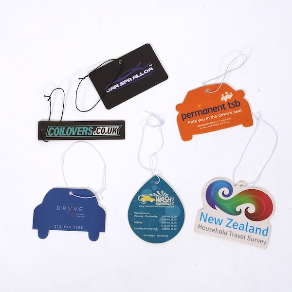 Custom Die Cut Car Air Freshener, Promotional Auto Freshener With Custom Scents And String Colors