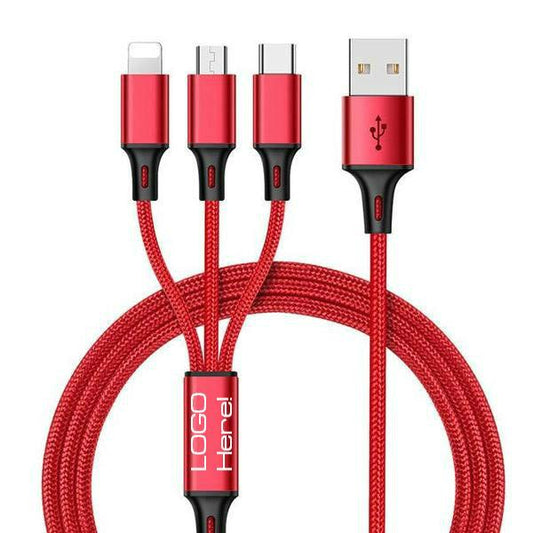 Custom Logo Three in One 4 Feet or 1.2 Meter Fast Charging Braided USB Phone Cable