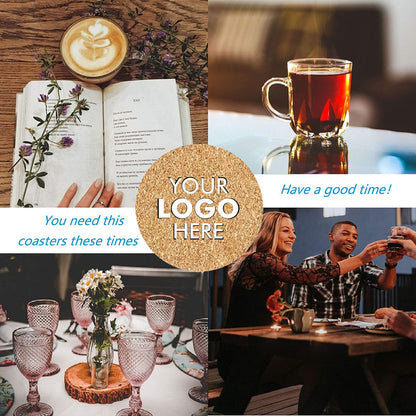 Custom Logo Cork Coaster, Heat Resistant Promotional Tea or Coffee Coaster